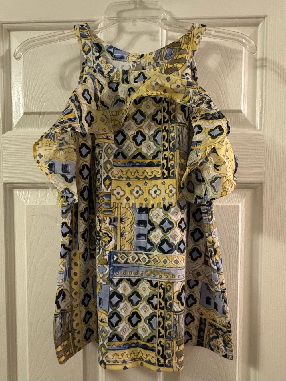 Cato Geometric top in Yellow & Blue Size Medium